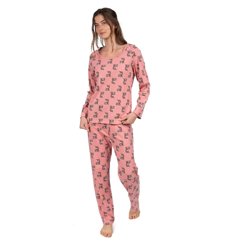 Elegant Clothing For Women Womens Two Piece Cotton Loose Fit Pajamas Koala Pink