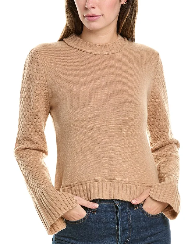 Women's Clothing Outfit Set Hannah Rose Raised Diamond Sleeve Wool & Cashmere-Blend Sweater