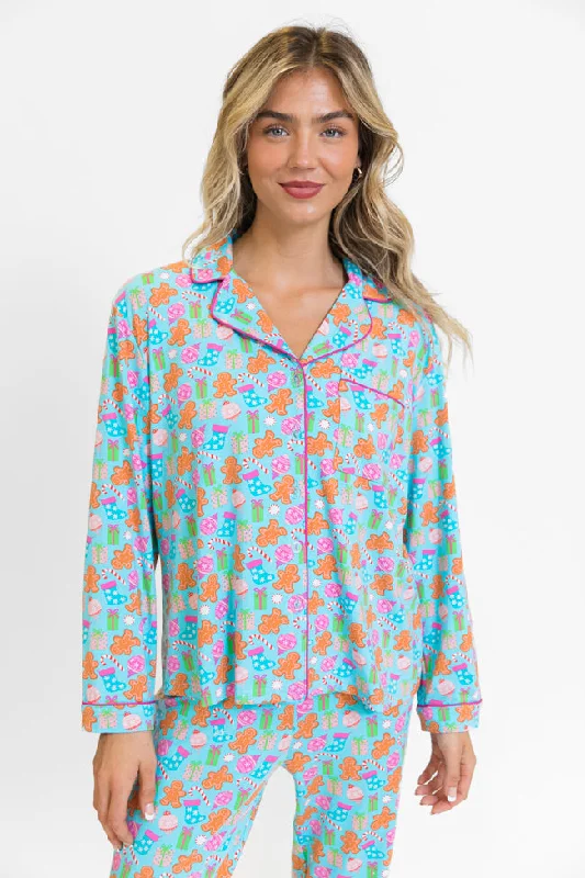 Women's Elegant Apparel Under The Stars in Christmas Cheer Long Sleeve Bamboo Pajama Top FINAL SALE