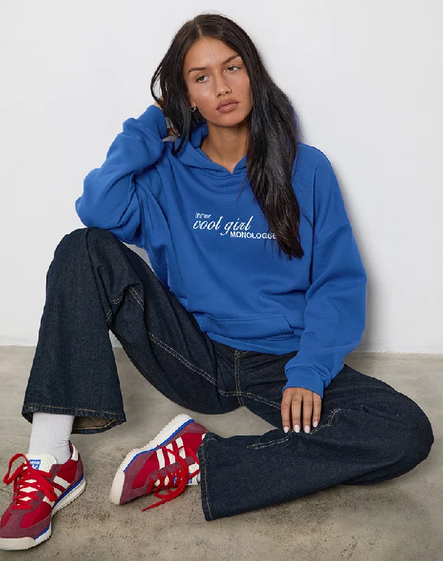 Women's Workout Clothing Oversized Hoodie in Cobalt Blue with Cool Girl Graphic