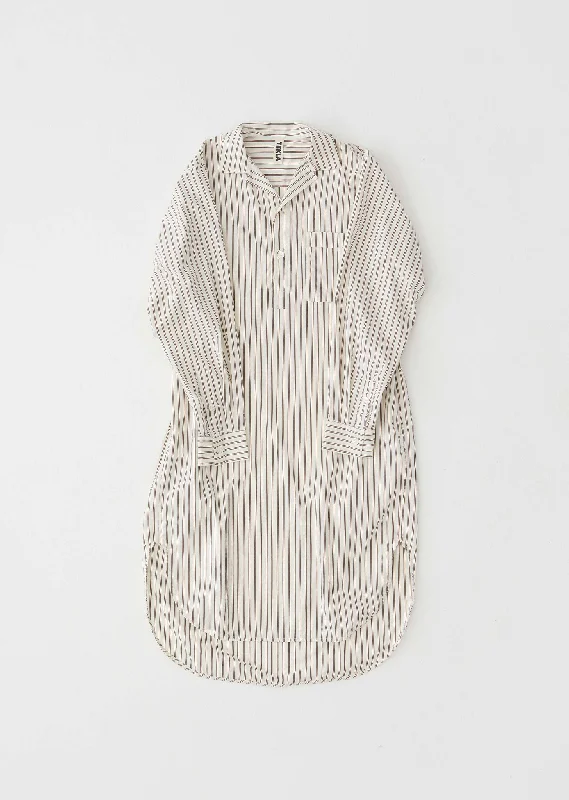 Fashionable Women's Outfit Cotton Poplin Night Shirt — Hopper Stripes