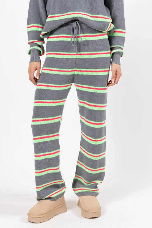 Women's Seasonal Clothing Seeing Stripes Pink and Green Striped Pants FINAL SALE