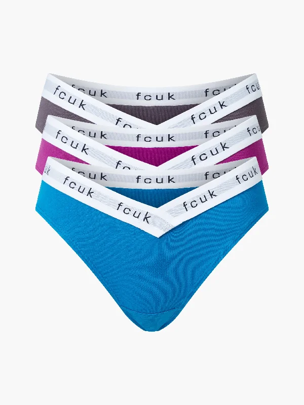 Women's Outdoor Attire FCUK 3 Pack V-Cut Briefs