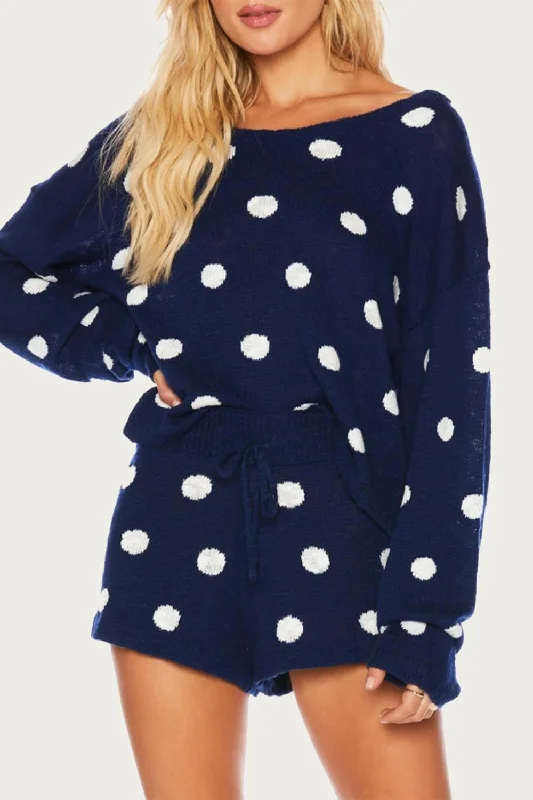 Vintage-Inspired Garments Sandy Short In Navy Polka Dot