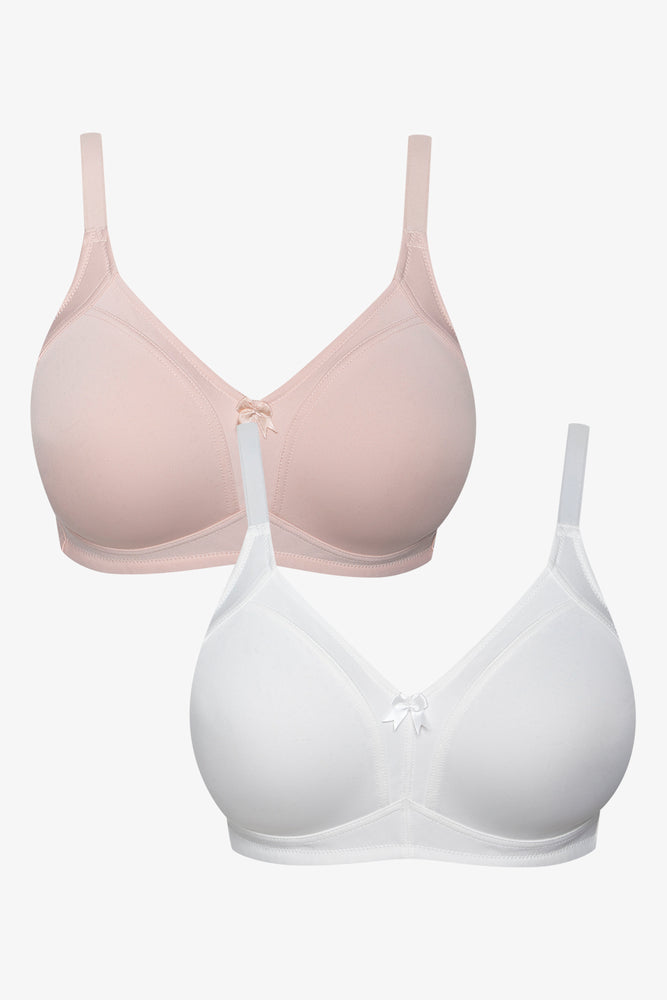 Affordable Fashion Clothing For Women 2 Pack Non Padded Wirefree Bras Natural & White