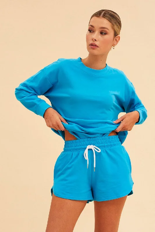 Women's Party Clothes Blue Hudson Cotton Fleece Crew Neck Oversized Sweat