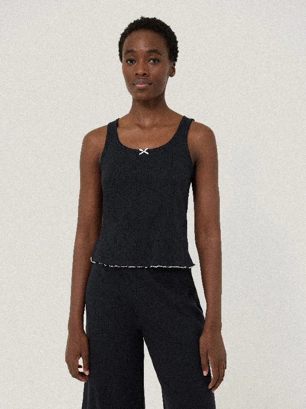 Women's Everyday Attire Pointelle Pyjama Vest Top | Navy