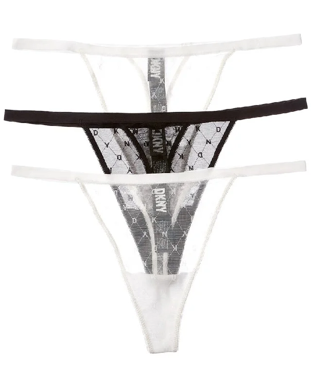 Stylish Clothes For Women DKNY 3pk Monogram Mesh Thong