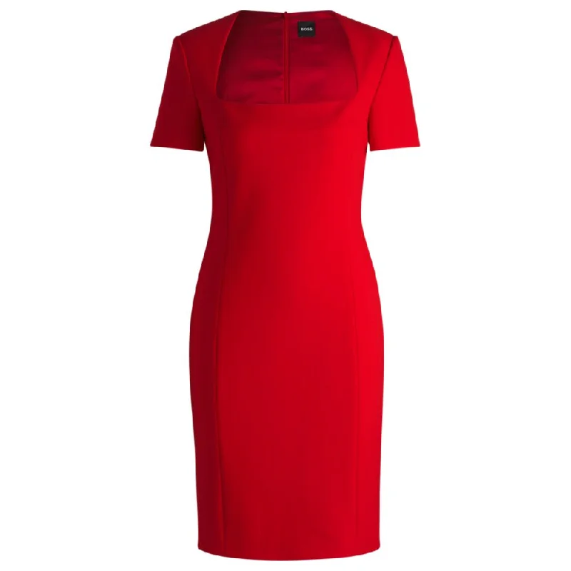 Casual Chic Square-neck slim-fit dress in stretch material