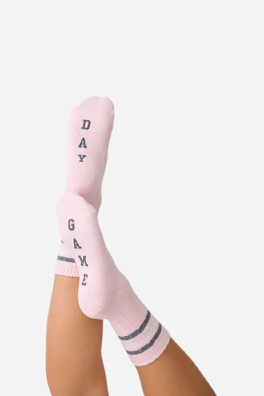 Women's Comfortable Clothes For Weekends PJ Salvage Game Day Fun Socks Blush