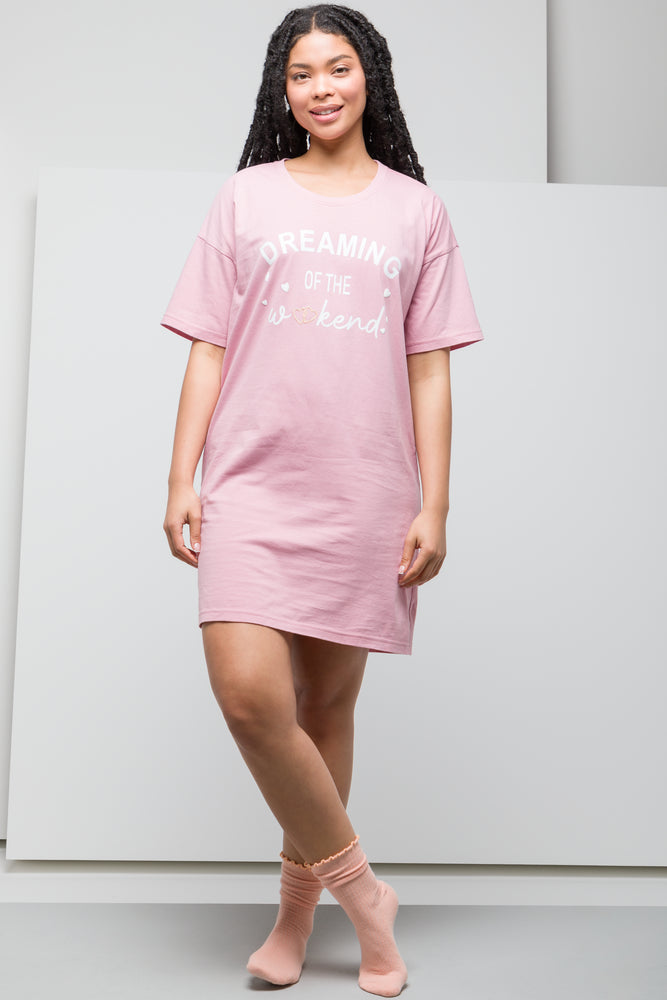 High-Fashion Women's Clothing Dreaming Of The Weekend Sleep Shirt Pink