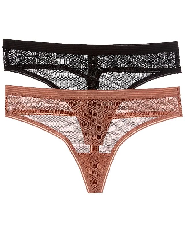 Women's Outdoor Activity Garments DKNY 2pk Sheer Stripe Thong