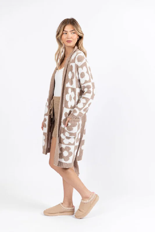 Affordable Luxury Women's Garments It Was All A Dream Neutral Checkered Floral Robe FINAL SALE