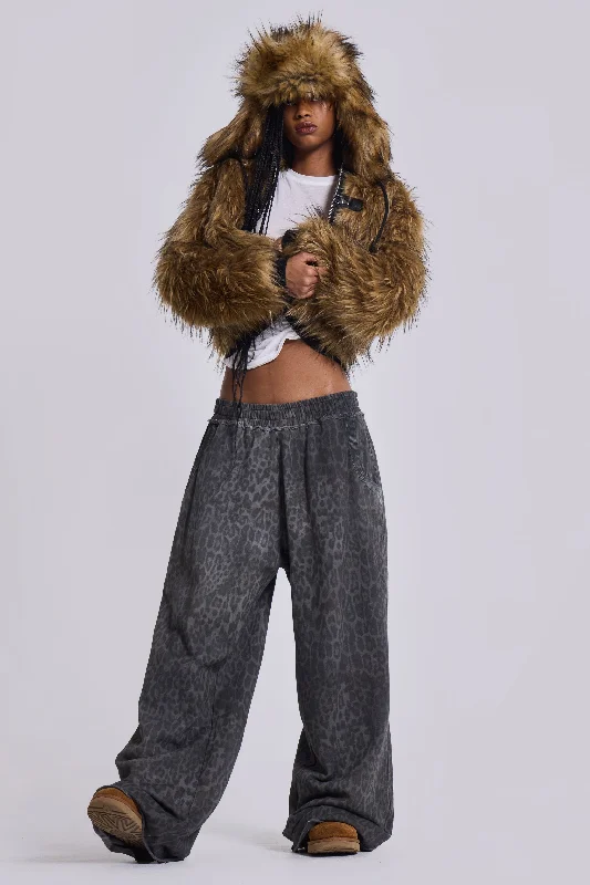 Women's Resort Apparel Charcoal Leopard Monster Joggers