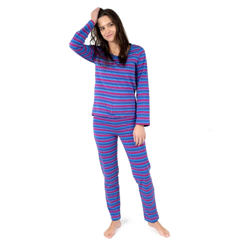 Women's Elegant Clothing Sets Womens Two Piece Cotton Loose Fit Striped Pajamas