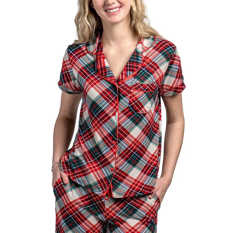 Women's Activewear Garments Prancer's Plaid Pajama Top