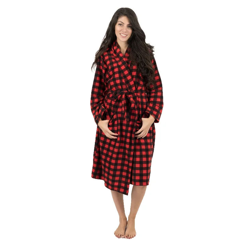 Women's Work Outfit Christmas Womens Fleece Robe Plaid