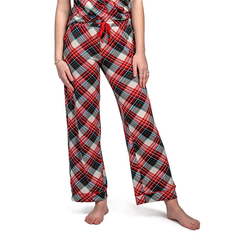 Women's Travel Apparel Prancer's Plaid Drawstring Pajama Pants