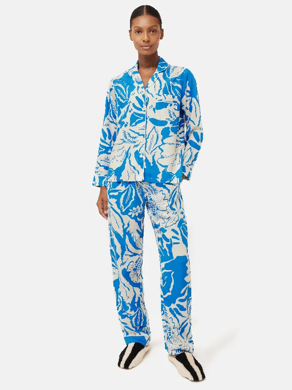 Comfortable Garments For Women Strokes Floral Pyjama | Blue