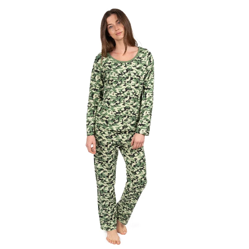 Women's Evening Wear Outfit Womens Two Piece Cotton Loose Fit Pajamas Camouflage