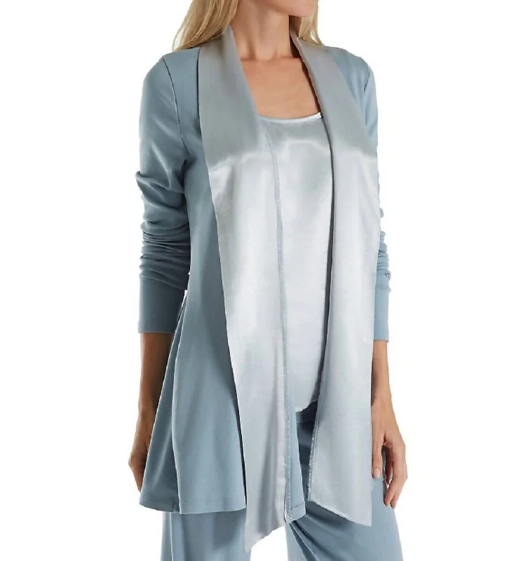 Timeless Women's Clothes Shelby Satin Trimmed Robe With Pockets In Morning Blue