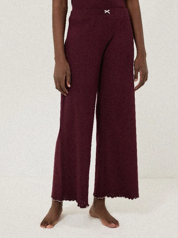 Women's Outdoor Attire Pointelle Pyjama Trousers | Burgundy