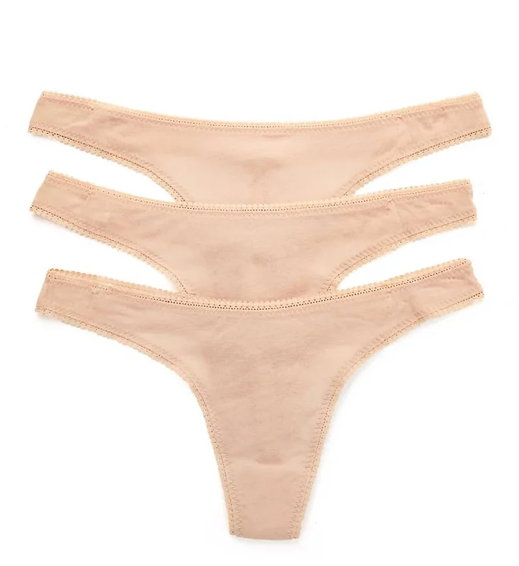 Women's Plus-Size Casual Outfit Women's Mesh Hip G Thong 3-Pack In Champagne