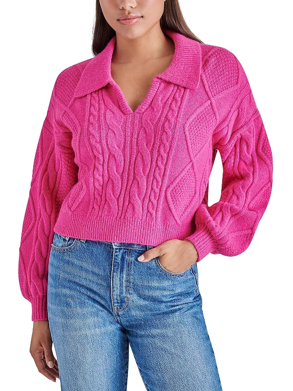 Affordable Trendy Clothes For Women Cay Womens Cable Knit Collared Pullover Sweater