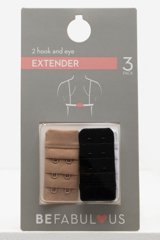 Women's Elegant Clothing Sets 3 Pack Bra Extenders 2 Hook & Eye Natural & Black