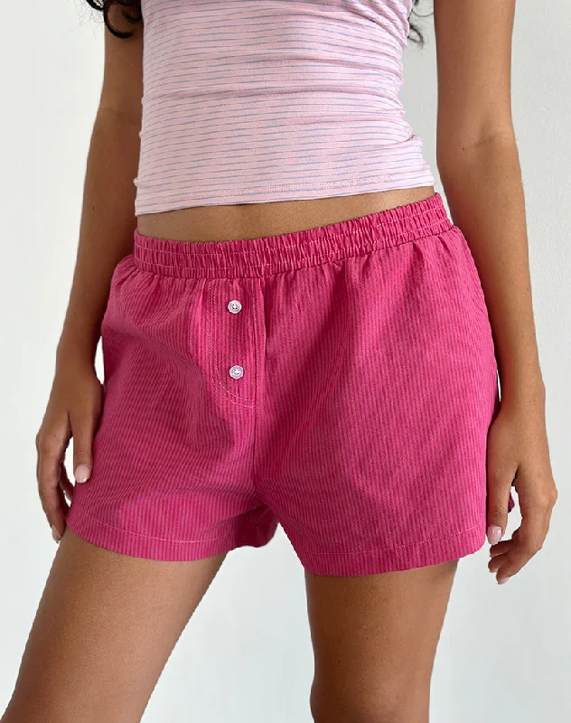 Women's Vintage-Inspired Outfit Voir Short in Poplin Red and Pink Stripe