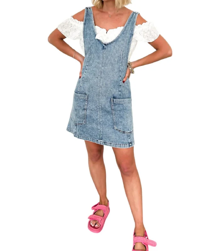 Catch Every Fashion Trend Don't Go Back Overall Dress In Denim