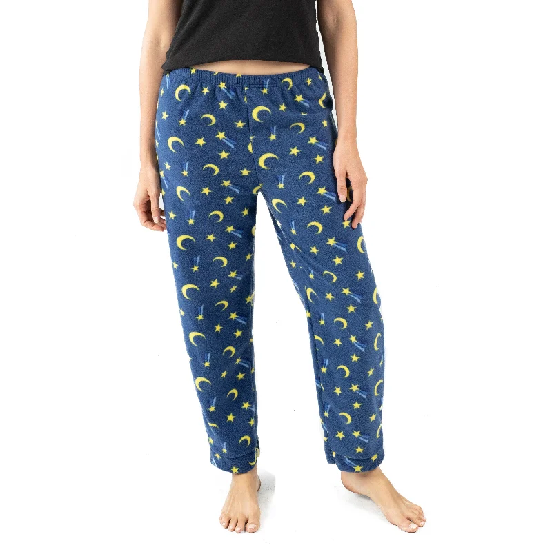 Women's Clothing Apparel Womens Fleece Pajama Pants Moon