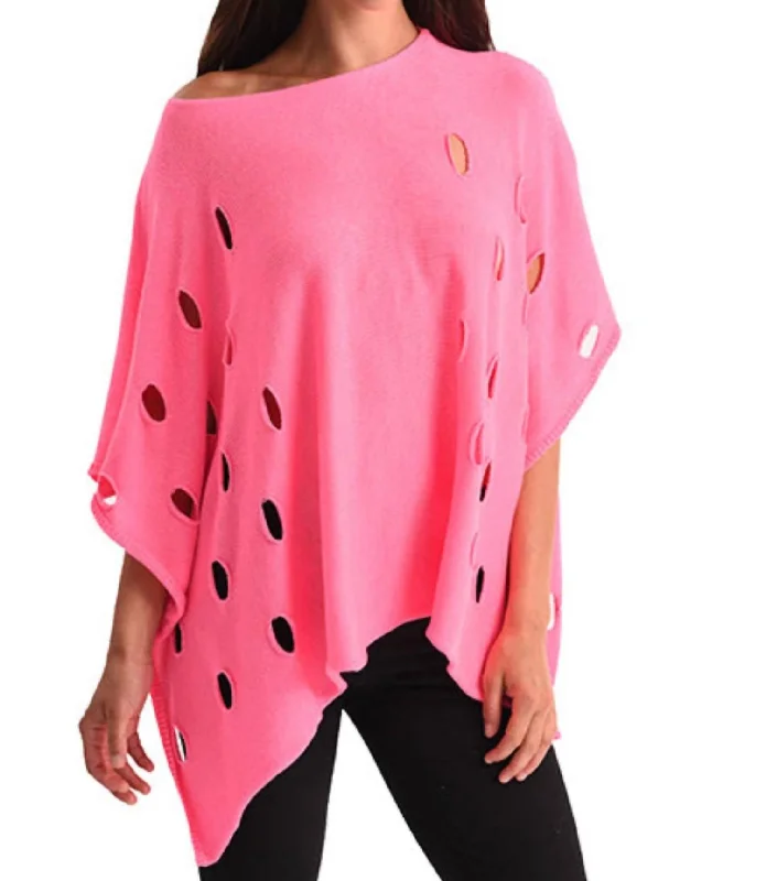 Women's Clothing For Outdoor Events Cut Out Poncho In Pink