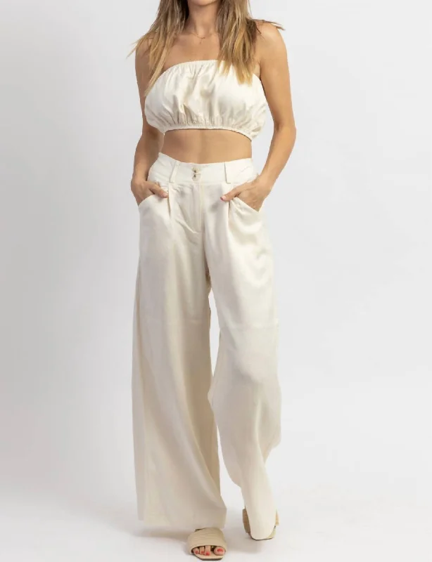 Women's Resort Attire Let's Bounce Bubble Top Set In Cream