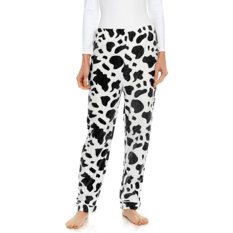 Women's Trendy Casual Outfit Womens Fleece Pajama Pants Cow Black