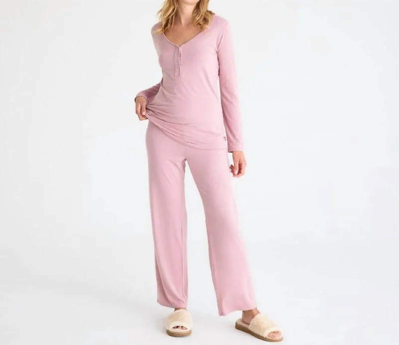 Women's Casual Wear Clothes Women's Long Sleeve Nursing Pj In Desert Pink