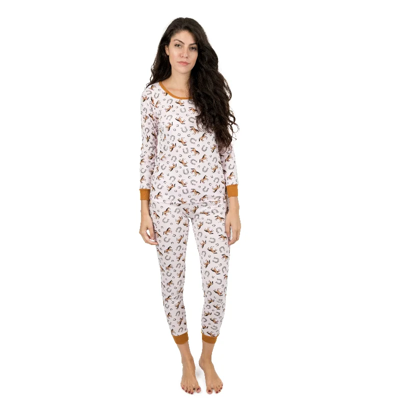 Women's Evening Attire Womens Two Piece Cotton Pajamas Horse