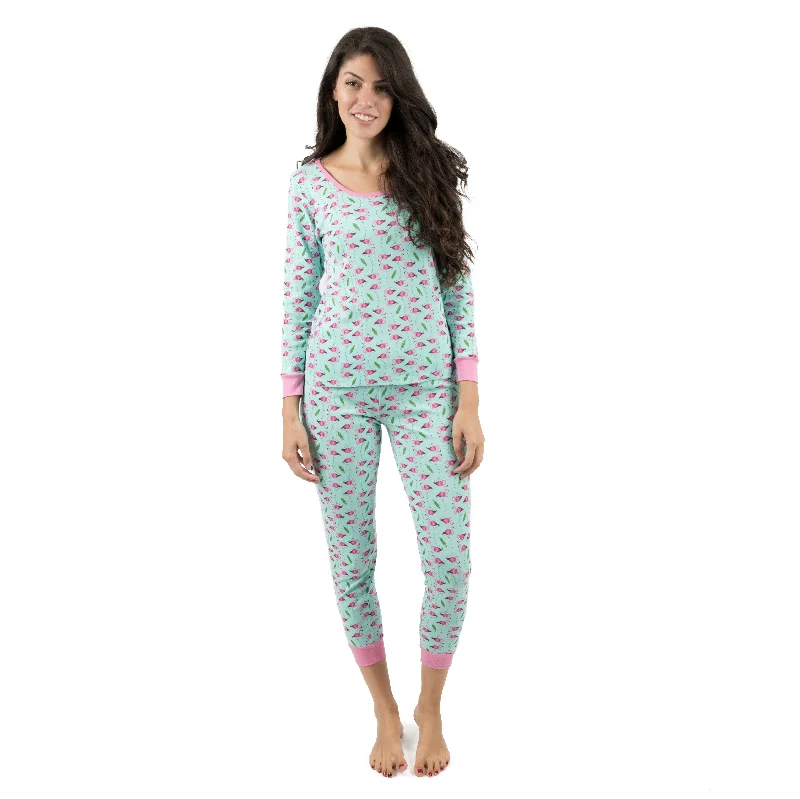 Women's Clothing For Casual Outings Womens Two Piece Cotton Pajamas Flamingo