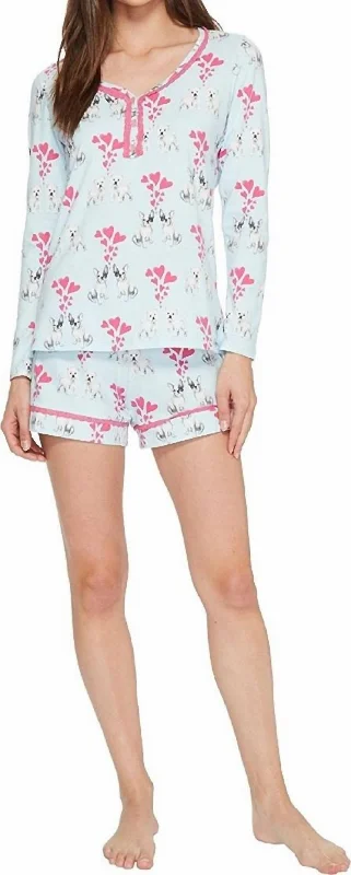 Women's Functional Apparel For Outdoor Activities Long Sleeve Sweetheart Two-Piece Shorts Set In Blue