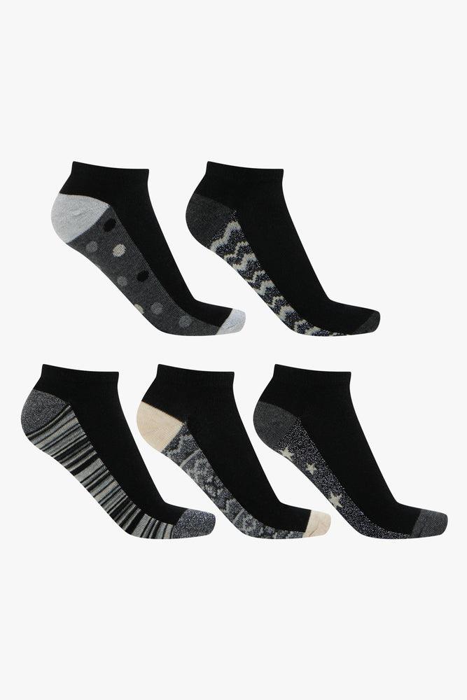 Women's Sports Apparel 5 Pack Zig Zag Low Cut Socks Black