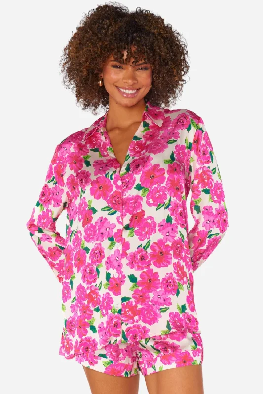 Women's Activewear Attire Show Me Your Mumu Early Riser PJ Set in Pink Floral Soiree Silky