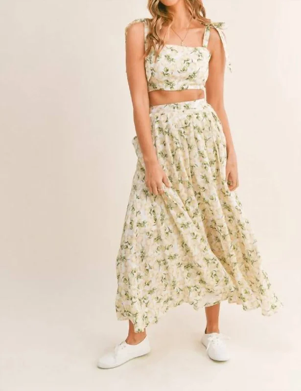 Women's Trendy Garments Elia Floral Maxi Skirt Set In Yellow