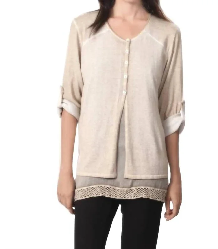 Women's Work Apparel Faux Layered Set In Taupe