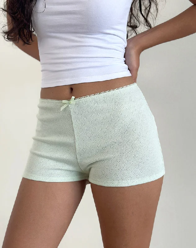 Stylish Women's Outfit Istora Micro Shorts in Pointelle Mint