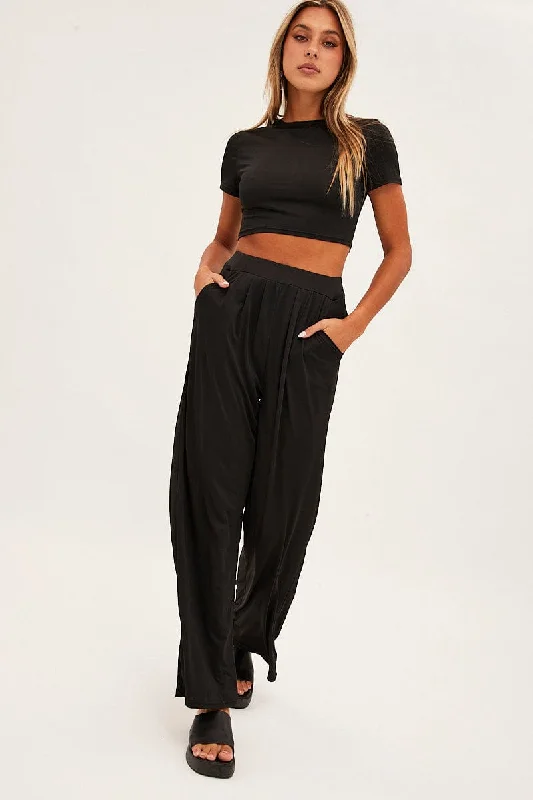 Women's Evening Outfit Black Jersey Loungewear