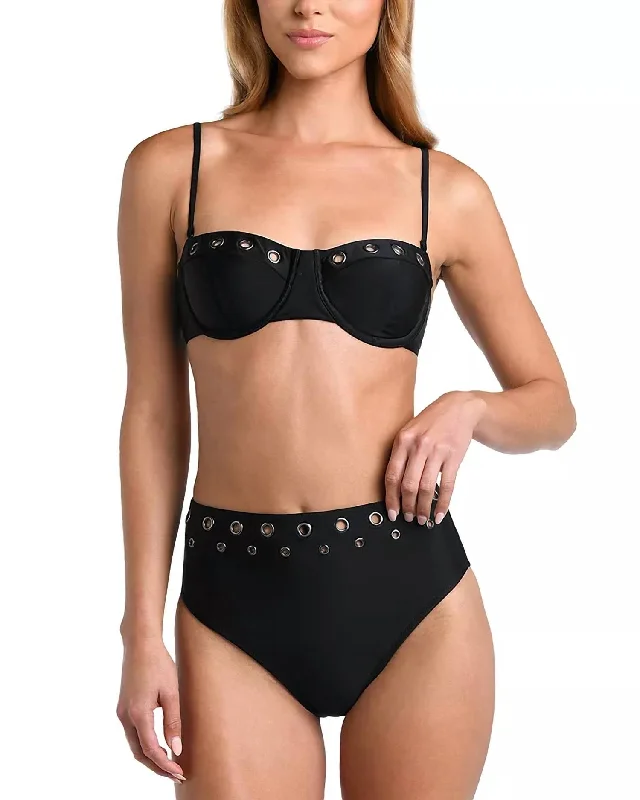 Modern Women's Attire Alexandria/vanessa Grommet Detail Bikini Set In Black