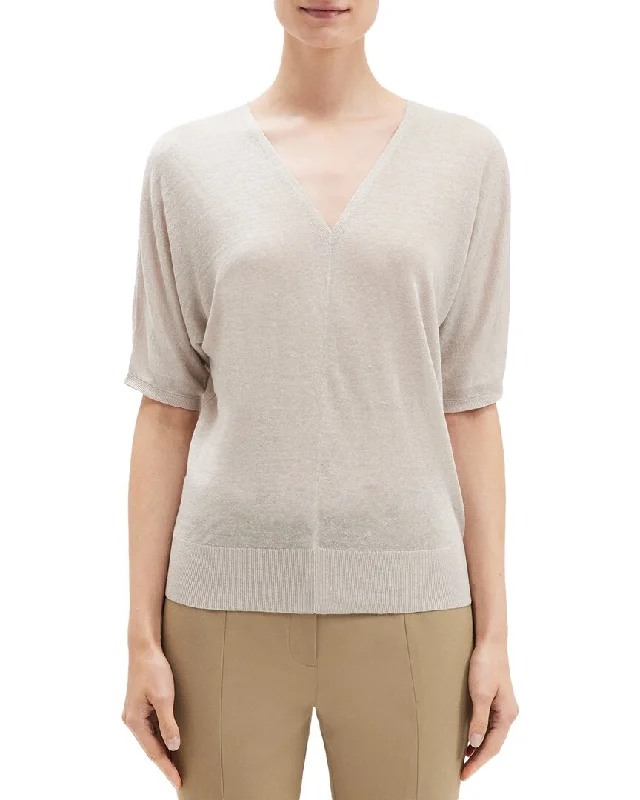 Affordable Women's Attire Theory Blouson Linen-Blend Top