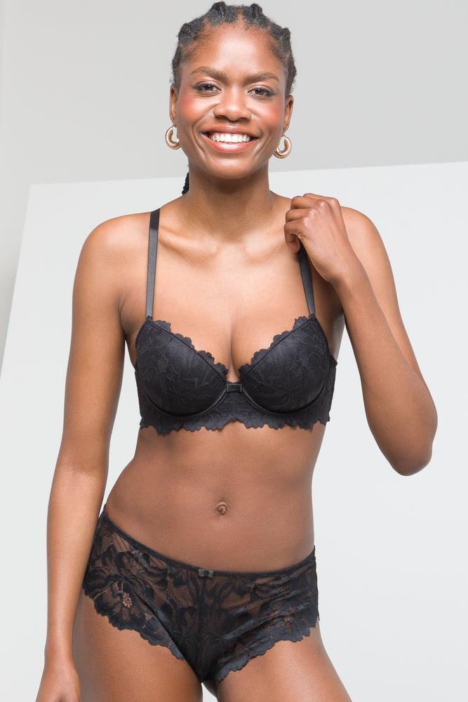 Modern Women's Attire 2 Pack Summer Lace Balconette Bra Black & Taupe(sml)