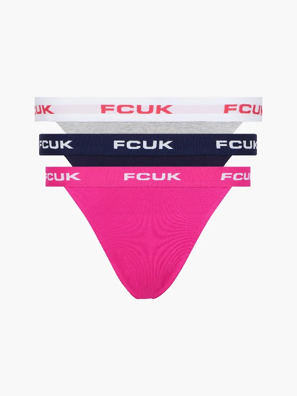 Women's Outfit For The Office 3 Pack FCUK Logo Tanga Briefs