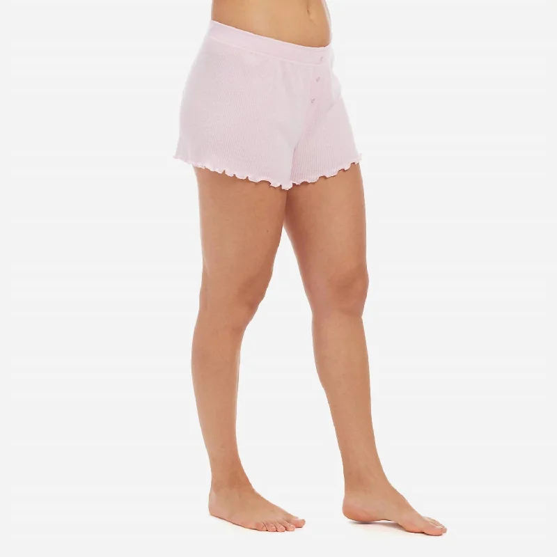 Women's Transitional Apparel Ribbed Jersey Sleep Short In Pastel Pink